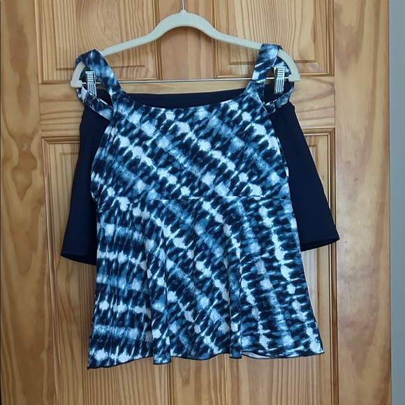 Lands' End Blue and White Women's Tankini - Picture 1 of 12